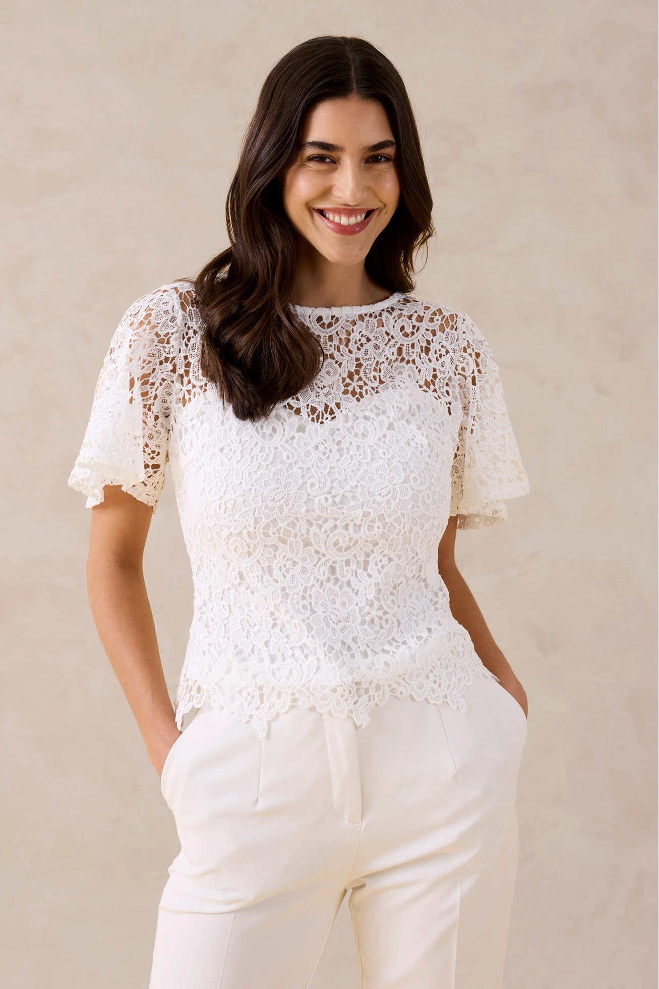 Kanten shirt • wolwit • bonprix online shop