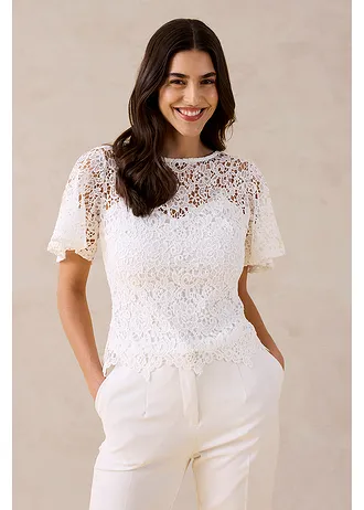 Bluză cu dantelă • ecru • magazin bonprix