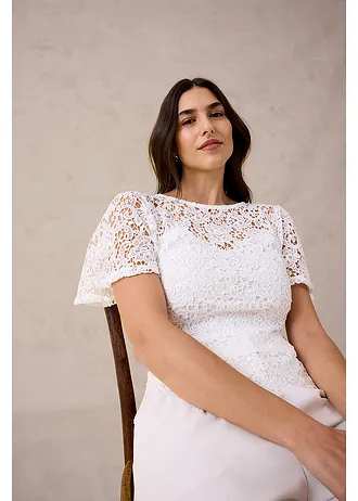 Bluză cu dantelă • ecru • magazin bonprix