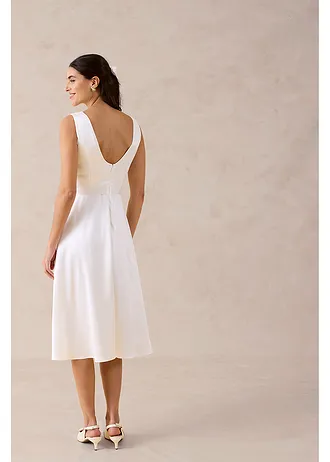 Rochie etui din satin lucios • ecru • magazin bonprix