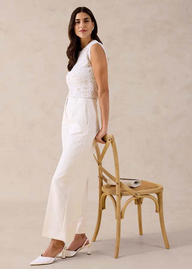 Pantaloni Marlene ecru