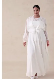 Bolero van fijne tule met strik, Kleur: wolwit