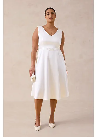 Robe fourreau en satin brillant, Couleur: ecru