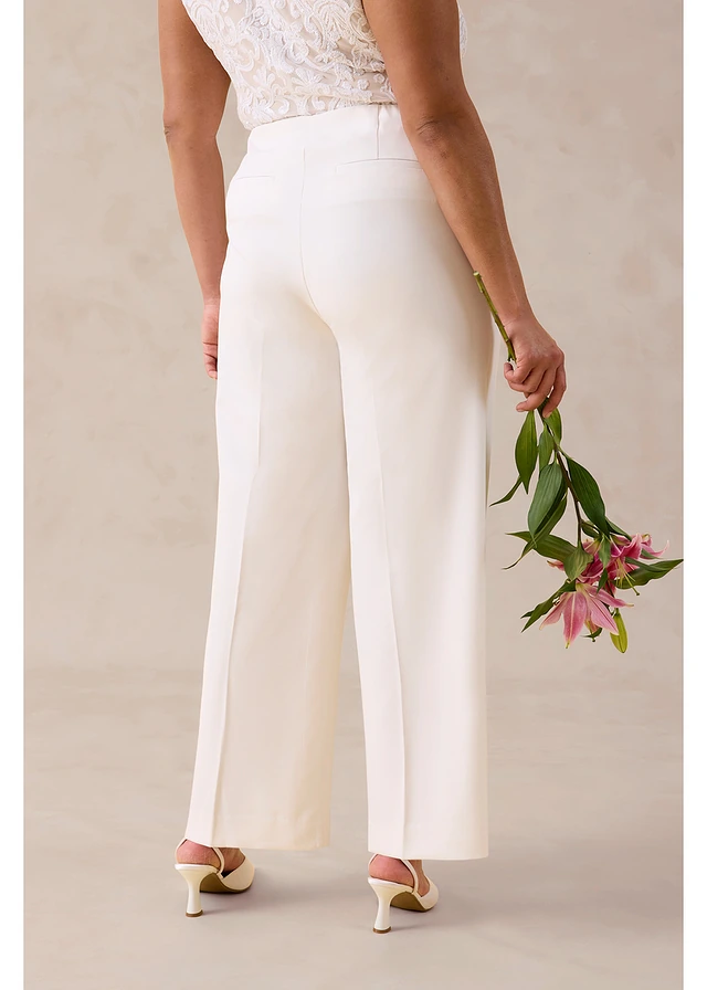 Pantalon large à pinces, Couleur: écru
