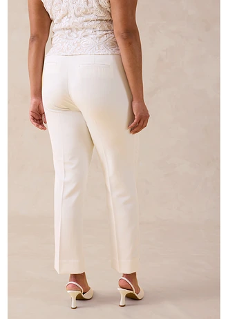 Spodnie ze stretchem, kolor: biel wełny