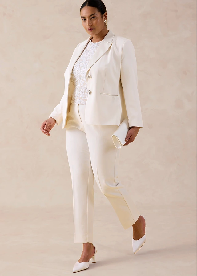Stretch broek, Kleur: wolwit