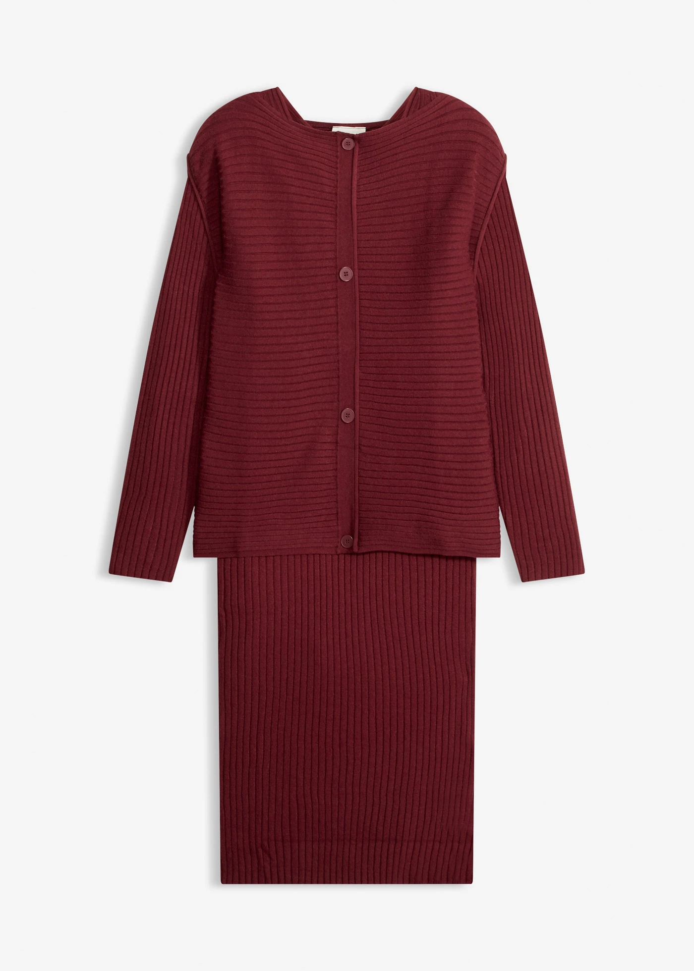 Gebreid jurk en spencer (2-dlg. set) • robijnrood • bonprix online shop