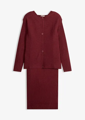 Gebreid jurk en spencer (2-dlg. set) • robijnrood • bonprix online shop