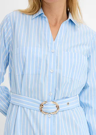 Rochie tip cămașă din bumbac 100% • bleu/alb cu dungi • magazin bonprix