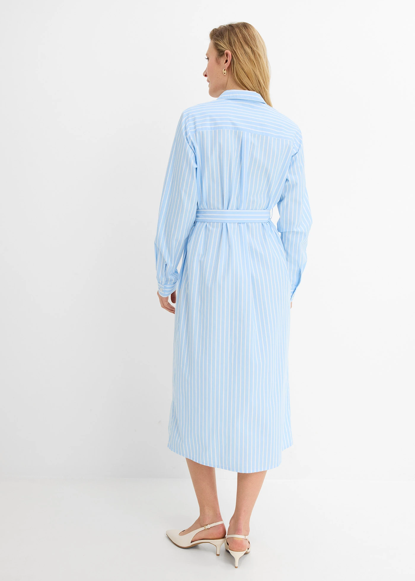 Robe-chemise 100% coton • bleu clair-blanc rayé • Boutique bonprix