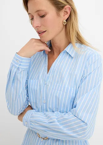 Rochie tip cămașă din bumbac 100% • bleu/alb cu dungi • magazin bonprix