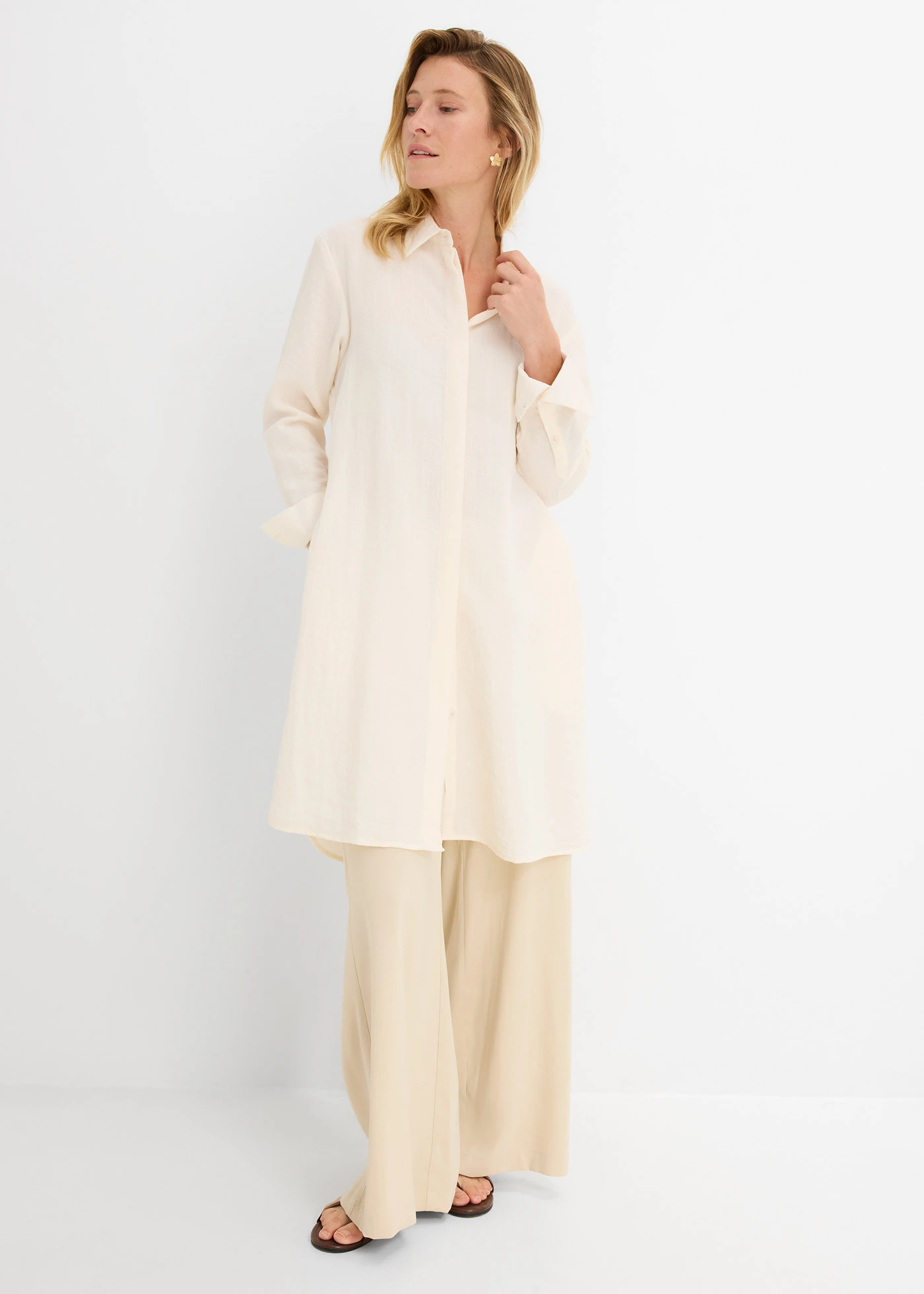 Lange blouse in een zachte viscosemix • wolwit • bonprix online shop