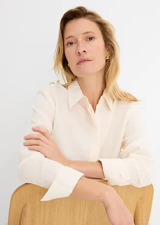 Lange blouse in een zachte viscosemix • wolwit • bonprix online shop