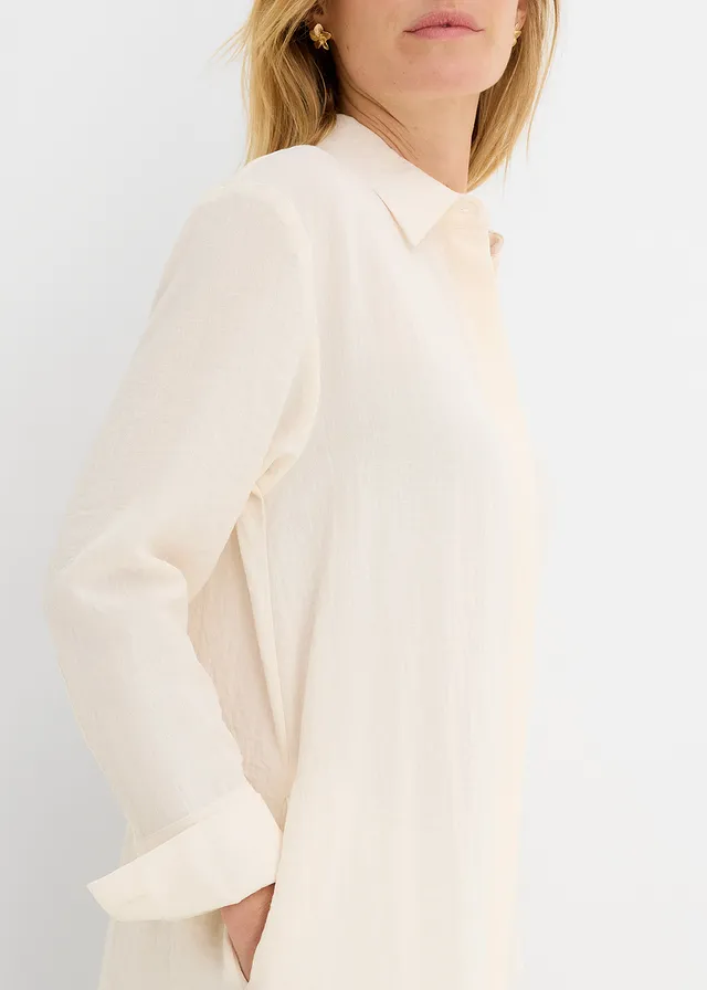 Chemisier long et doux, viscose majoritaire • écru • product-page.page-title-suffix