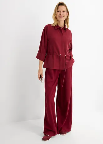 Blouse van een soepele viscosemix, Kleur: robijnrood