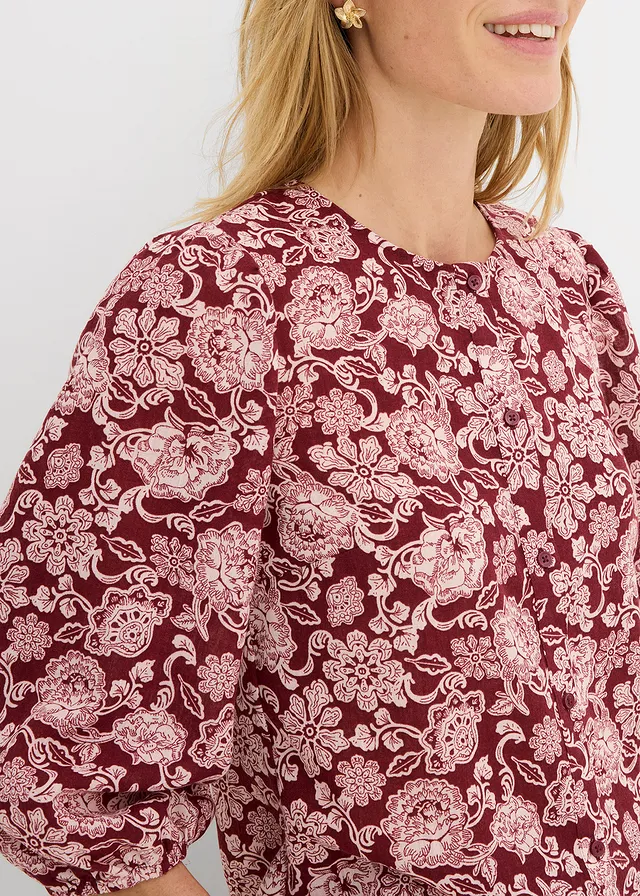 Chemisier à manches bouffantes • rouge rubis-rose clair imprimé • product-page.page-title-suffix