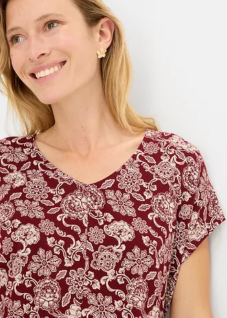 Shirt van een fijne viscosemix • robijnrood-lichtroze met print • bonprix online shop