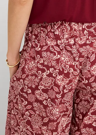Jupe-culotte en popeline robuste • rouge rubis-rose clair imprimé • Boutique bonprix
