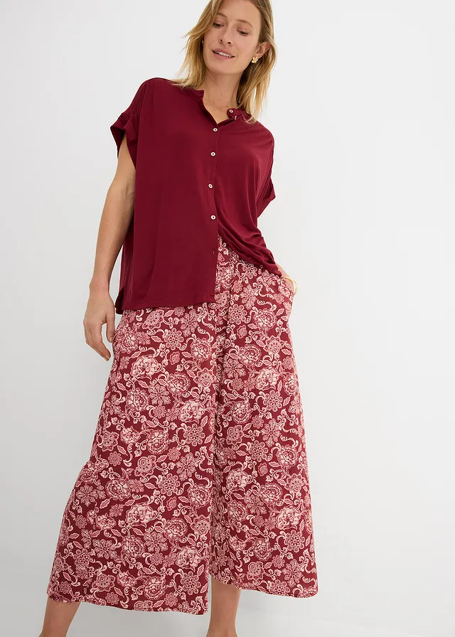 Jupe-culotte en popeline robuste • rouge rubis-rose clair imprimé • product-page.page-title-suffix