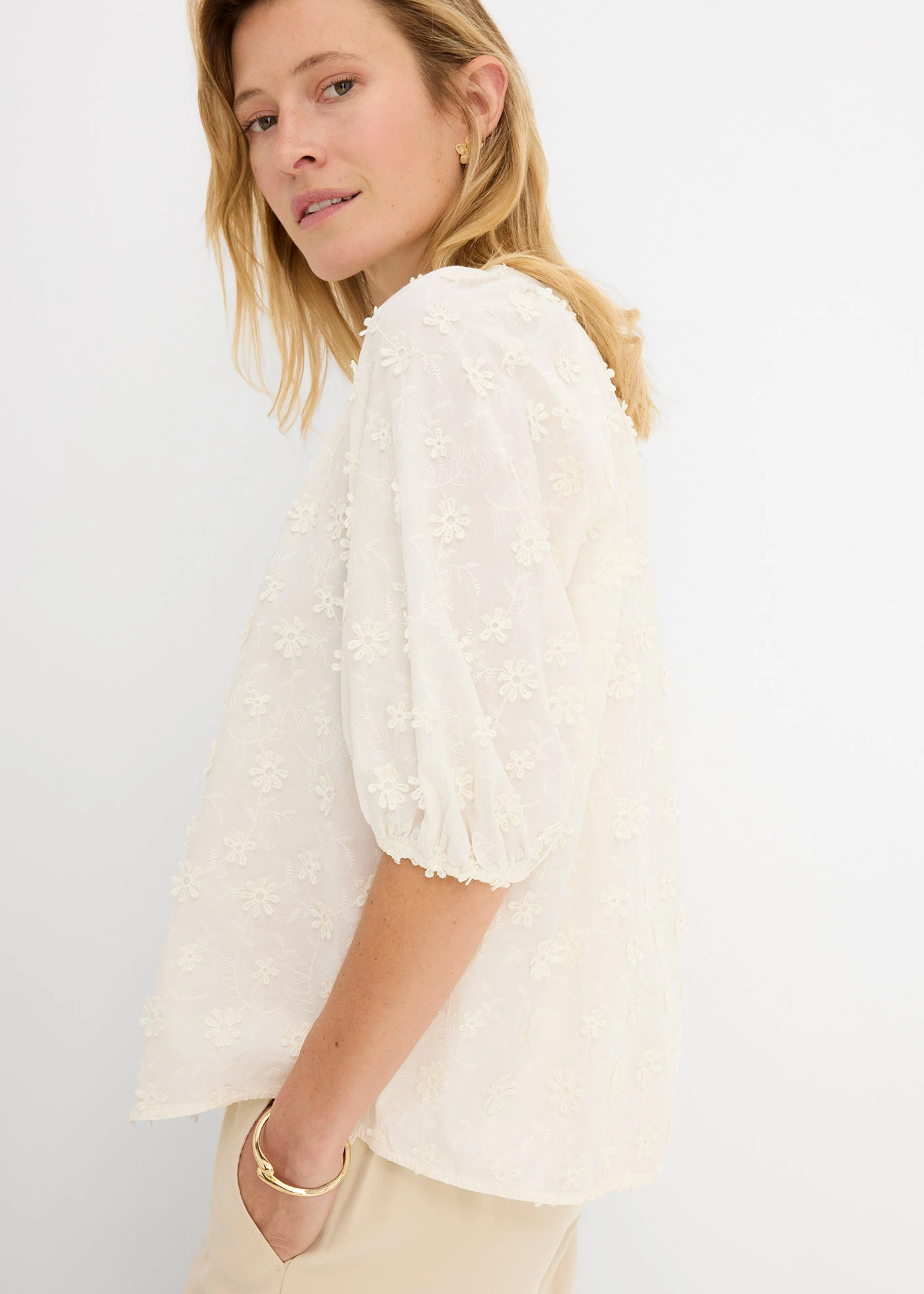 Blouse longue 100% coton • écru • Boutique bonprix