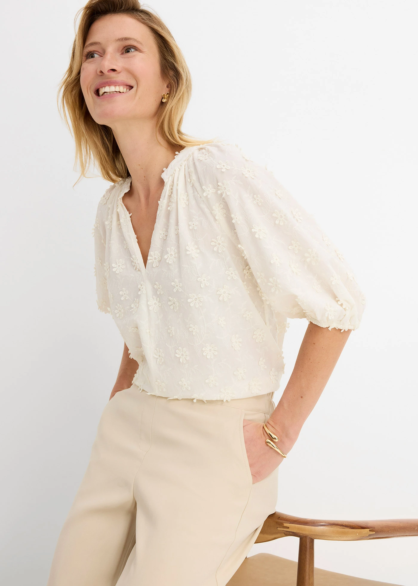 Blouse longue 100% coton • écru • Boutique bonprix