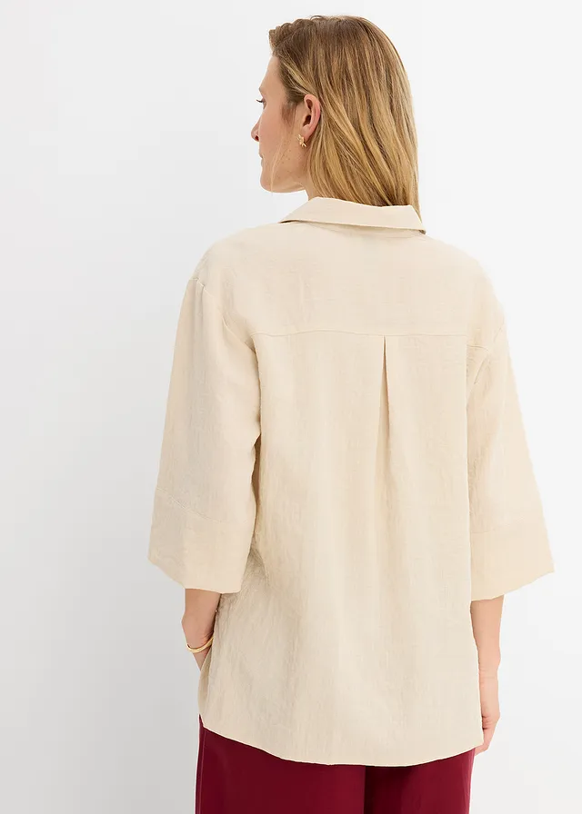 Tuniek van zachte viscose-mix, Kleur: lichtsand