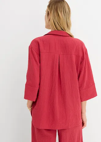 Tuniek van zachte viscose-mix, Kleur: kersenrood