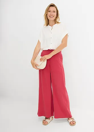 Pantaloni palazzo din material cu viscoză • roșu-cireașă • magazin bonprix