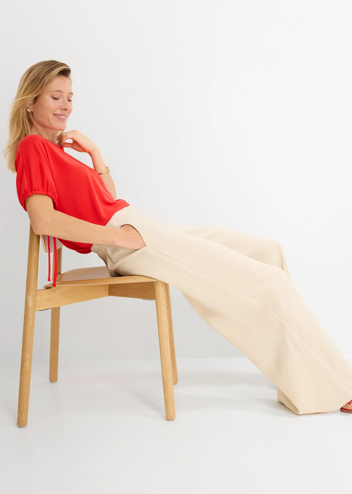 Pantalon palazzo en viscose majoritaire • sable clair • Boutique bonprix