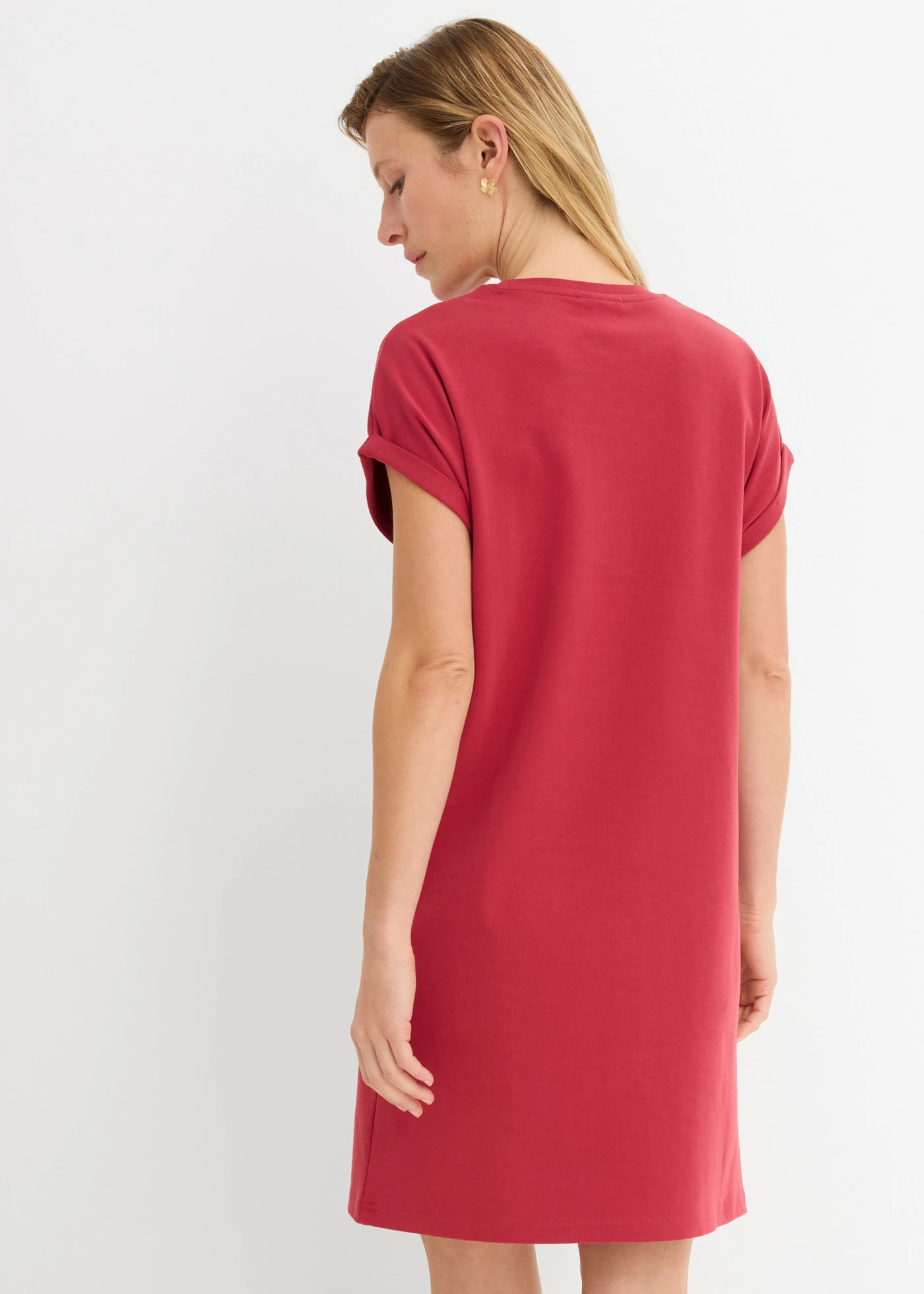 Robe courte en interlock épais • rouge cerise • Boutique bonprix