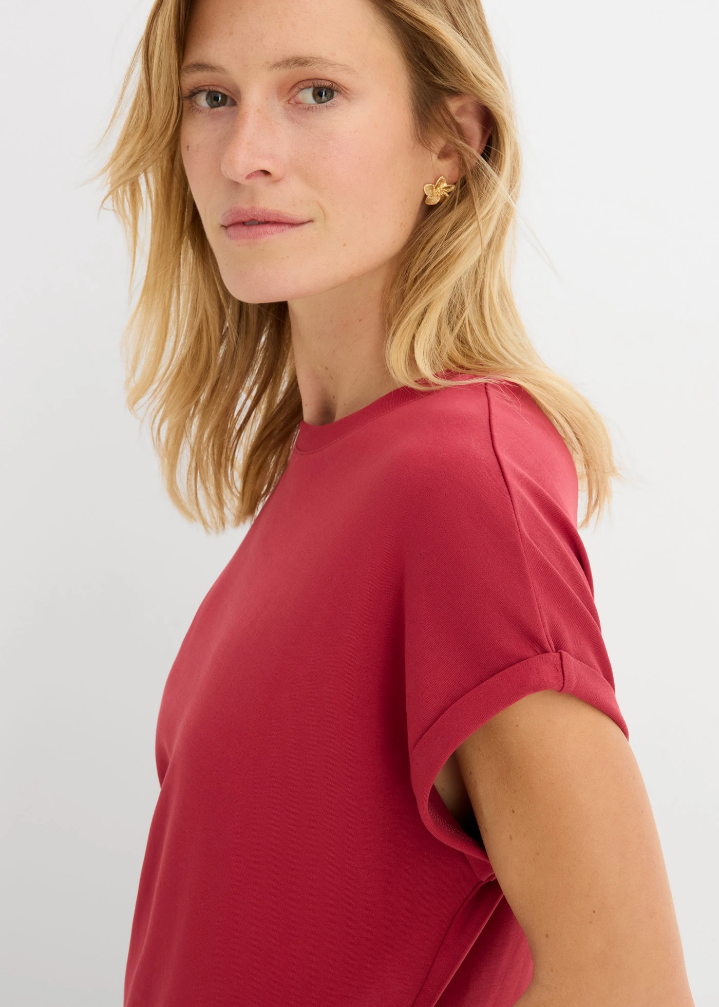 Shirtjurk van stevige interlock • kersenrood • bonprix online shop