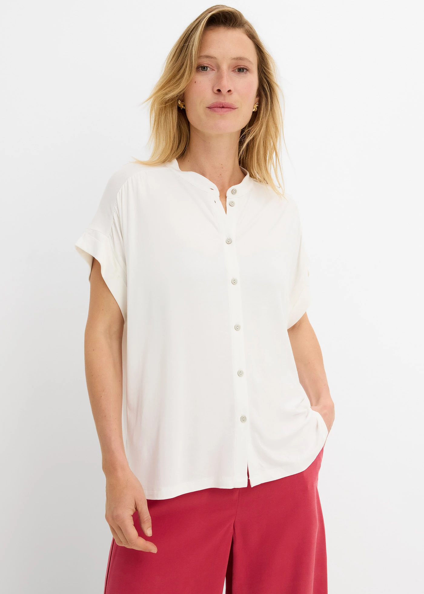 Blouse in een zachte viscosemix • wolwit • bonprix online shop