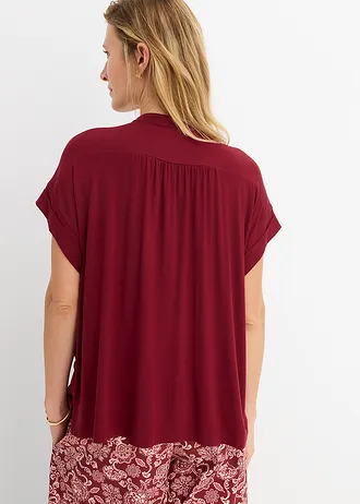 Blouse in een zachte viscosemix, Kleur: robijnrood