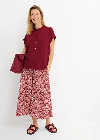 Blouse in een zachte viscosemix, Kleur: robijnrood