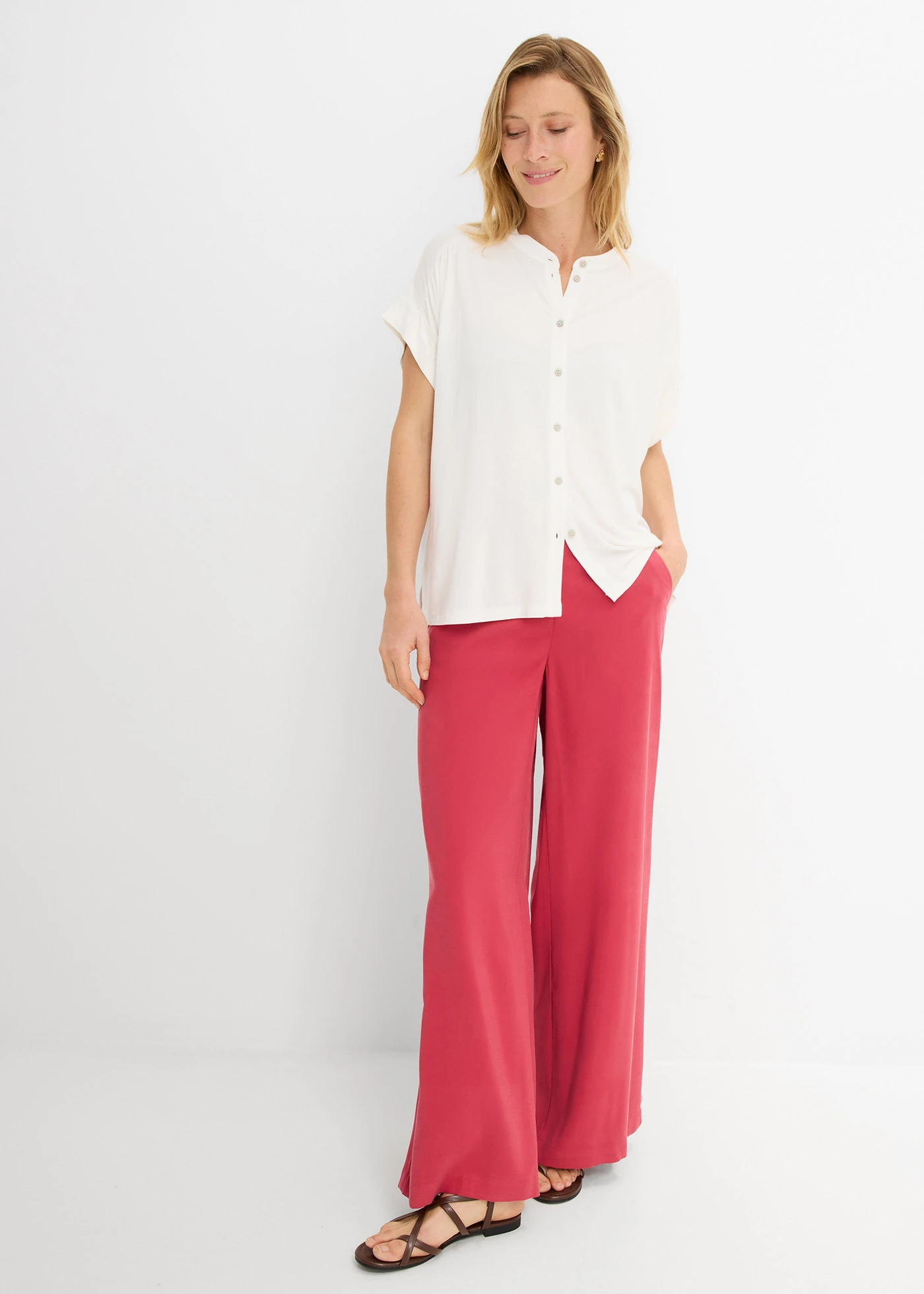 Chemisier doux en jersey viscose • ecru • Boutique bonprix