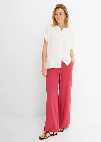 Chemisier doux en jersey viscose, Couleur: ecru