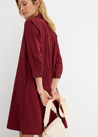 Robe-chemise en popeline solide • rouge rubis • Boutique bonprix