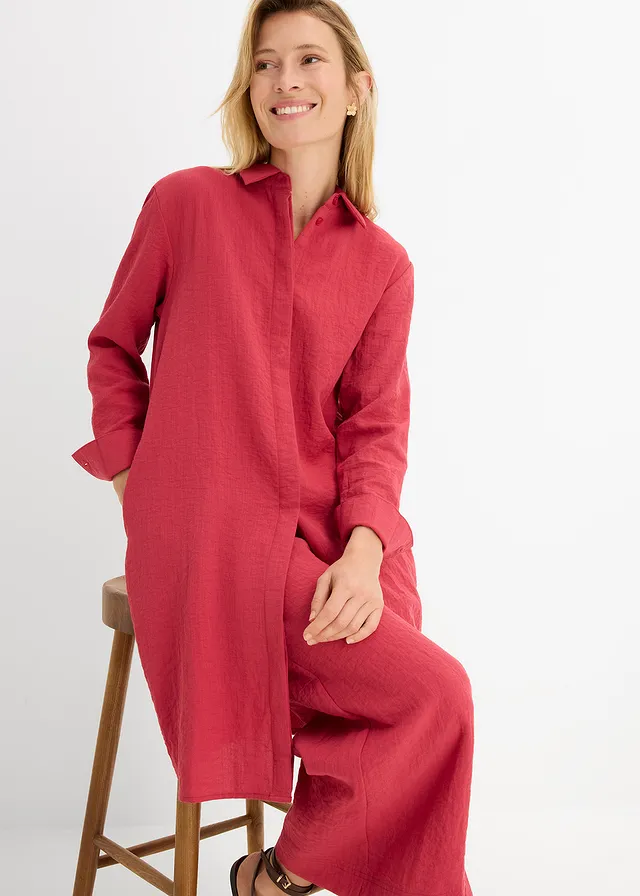Chemisier long et doux, viscose majoritaire • rouge cerise • product-page.page-title-suffix
