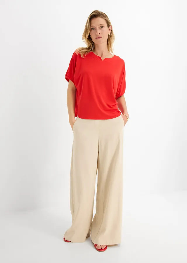 T-shirt ample en maille piquée robuste fraise