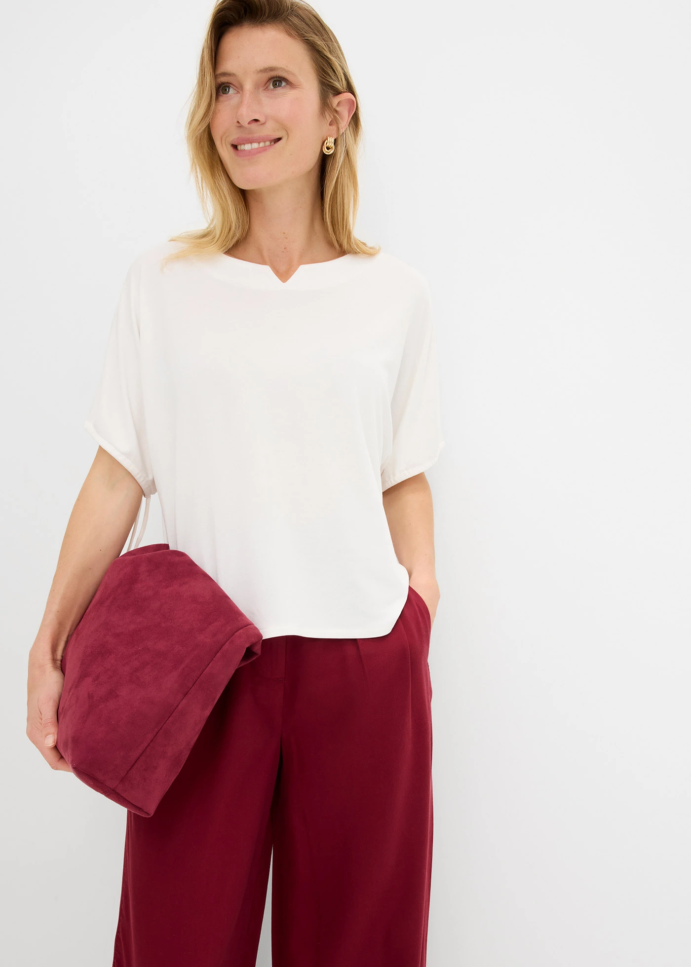 Losvallend shirt van stevig piqué • wolwit • bonprix online shop