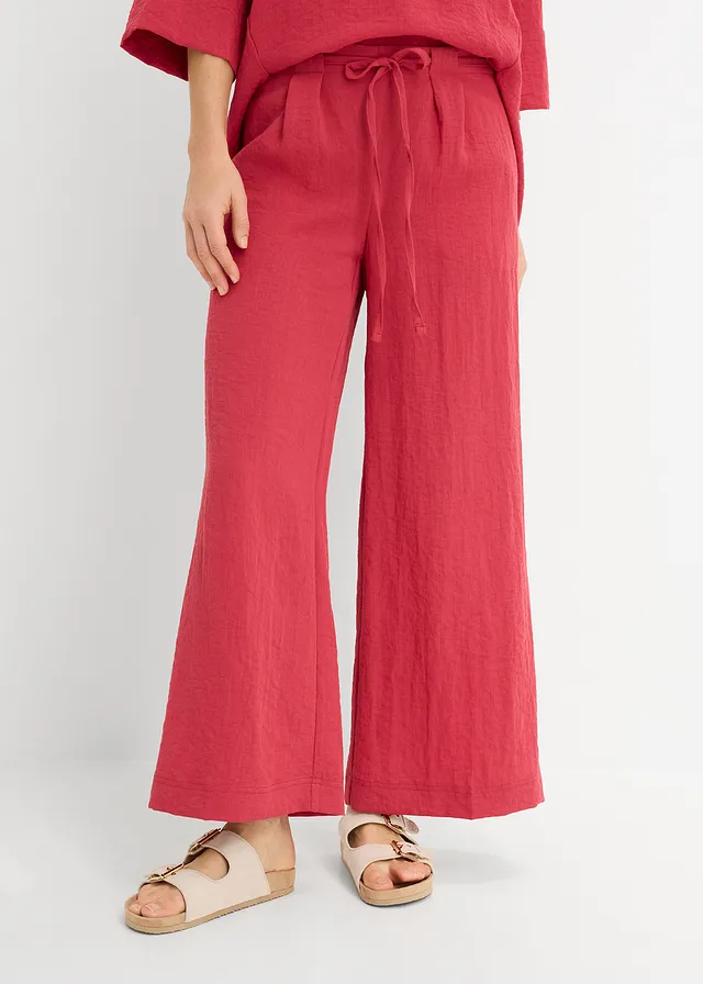 Culotte van soepele viscosemix, Kleur: kersenrood