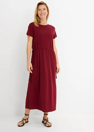 Robe douce en jersey piqué, Couleur: rouge rubis