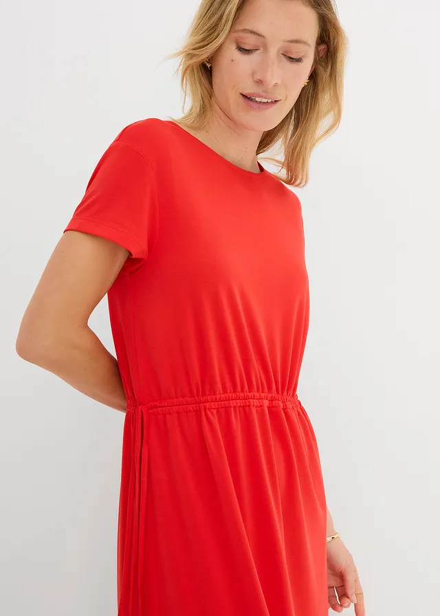 Robe douce en jersey piqué • fraise • product-page.page-title-suffix