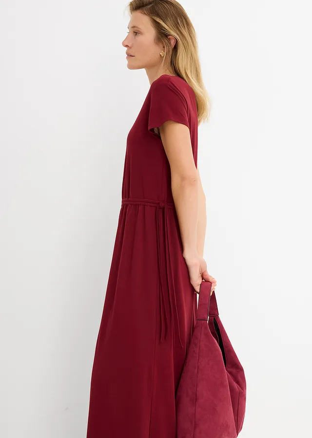 Robe douce en jersey piqué • rouge rubis • product-page.page-title-suffix