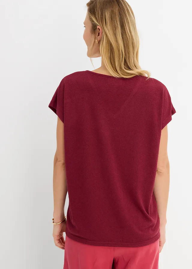Oversized shirt in gebreide look • robijnrood • product-page.page-title-suffix