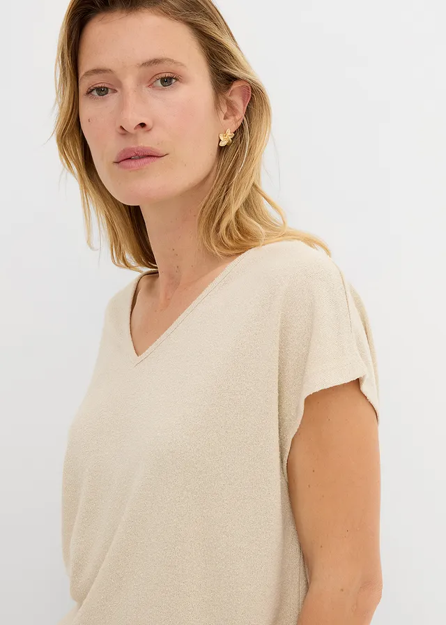 T-shirt oversize, aspect maille • sable clair • product-page.page-title-suffix