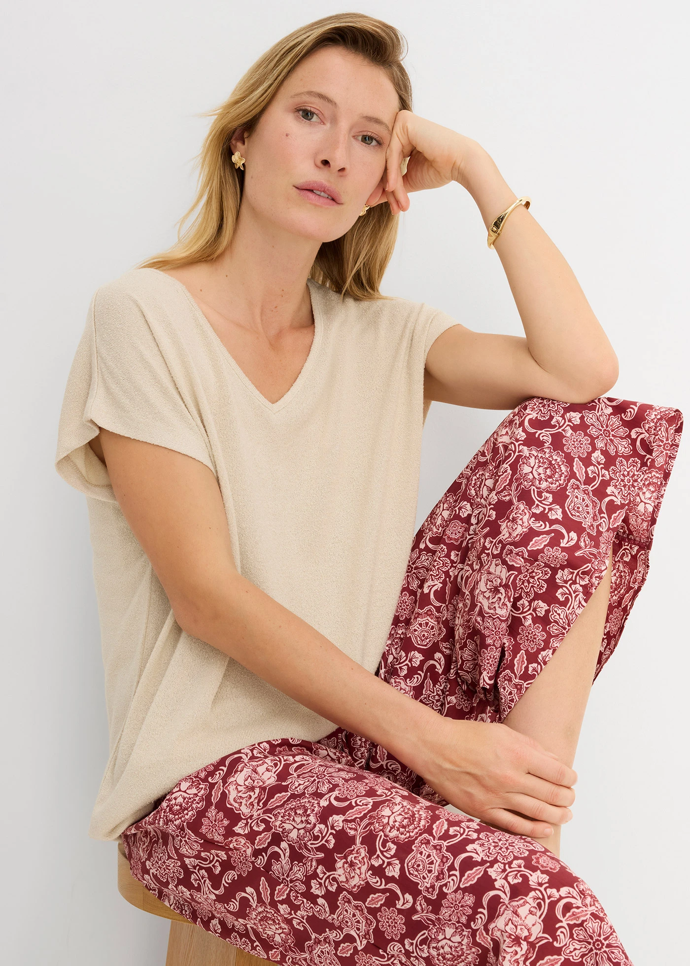 Oversize triko se vzhledem pleteniny • světle písková • bonprix obchod