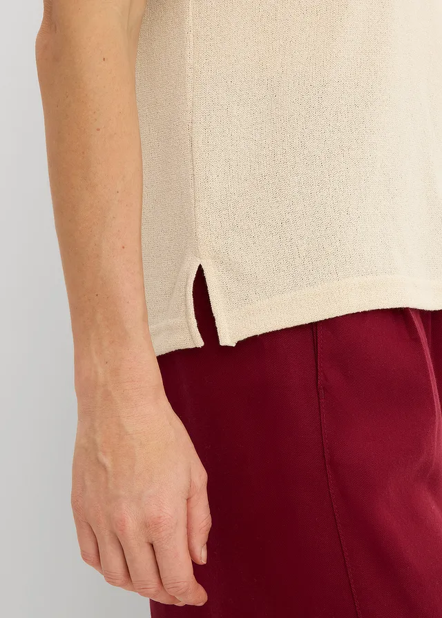 Poloshirt in gebreide look • lichtsand • product-page.page-title-suffix