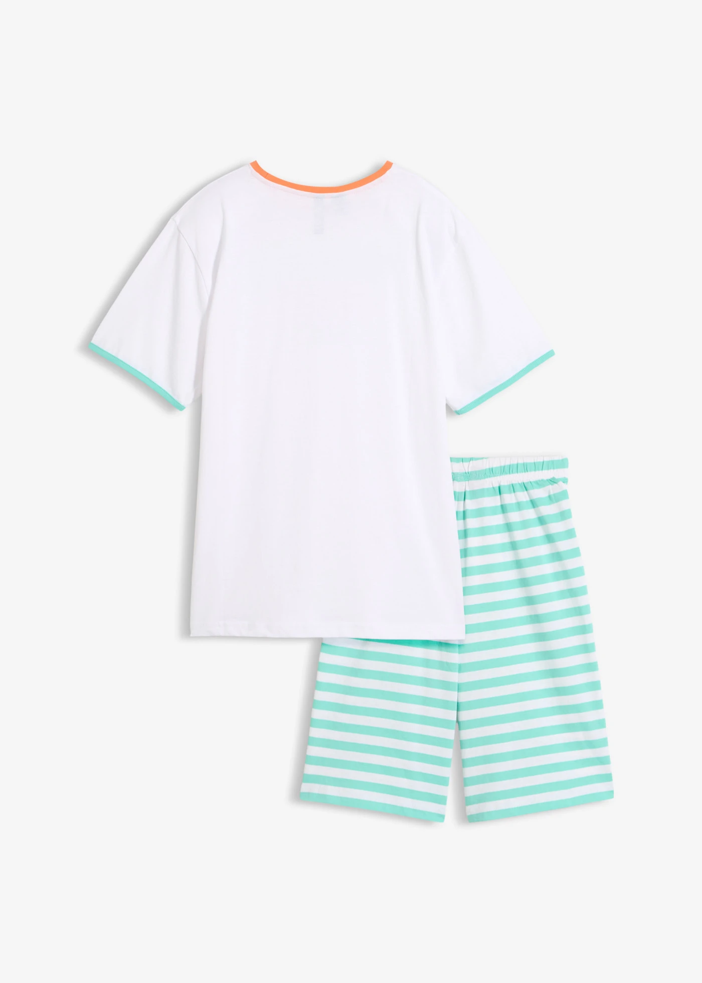 Shortama van puur katoen (2-dlg. set) • wit met print+wit-pacifisch groen gestreept • bonprix online shop