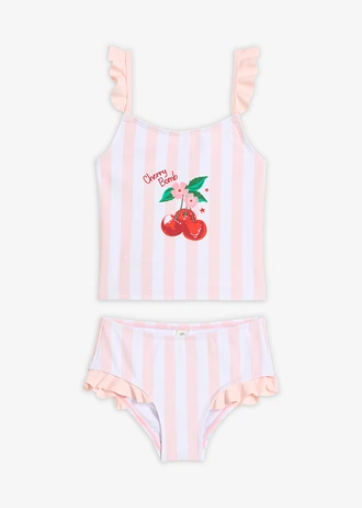 Tankini (komplet 2-cz.) • perłowy jasnoróżowo-biały w paski • sklep bonprix